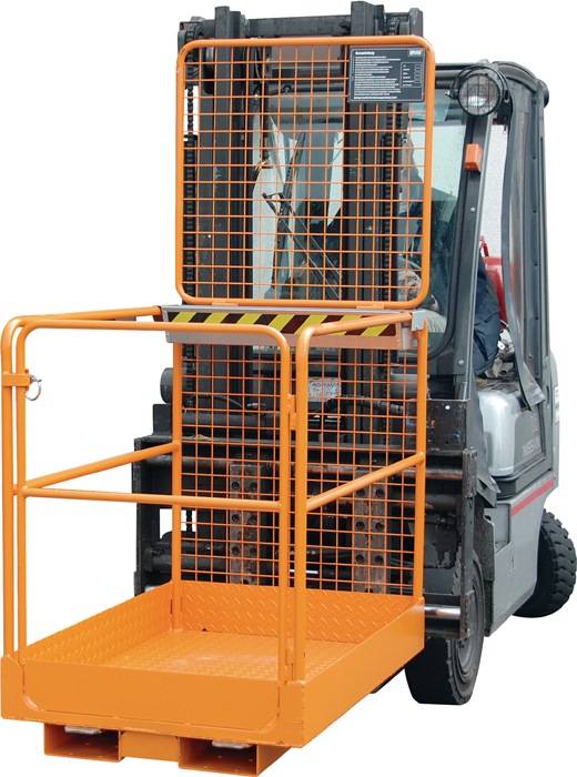 Sicherheitskorb B1295xT800xH1985mm zul.Ges.-Gew.300kg gelborange f.Gabelstapler