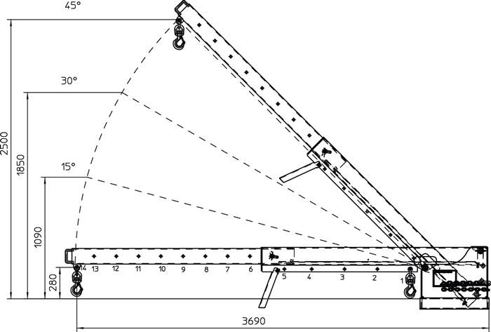 Teleskoplader max.3690mm Trgf.5000kg silber verz.f.Gabelstapler BAUER