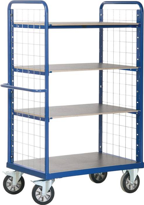 Etagenwagen L1200xB800xH1800mm Trgf.1200kg 4 Etagen Drahtgitter,o.Längswand