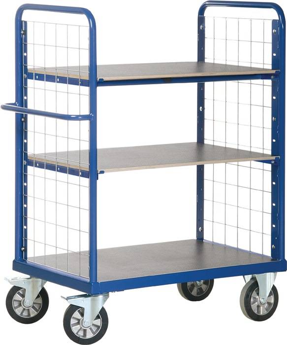 Etagenwagen L1200xB800xH1500mm Trgf.1200kg 3 Etagen Drahtgitter,o.Längswand
