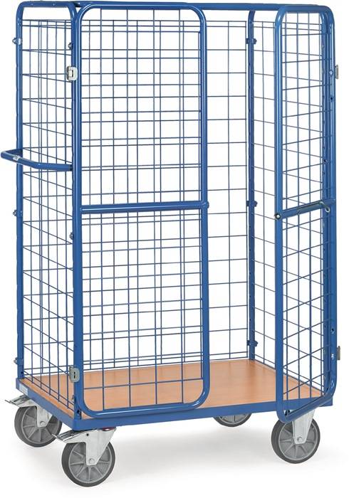 Paketwagen Drahtgitterverkleidung L1200xB800mm brillantblau m.Flügeltüren u.Dach