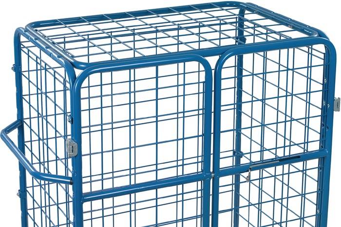 Paketwagen Drahtgitterverkleidung L1200xB800mm brillantblau m.Flügeltüren u.Dach