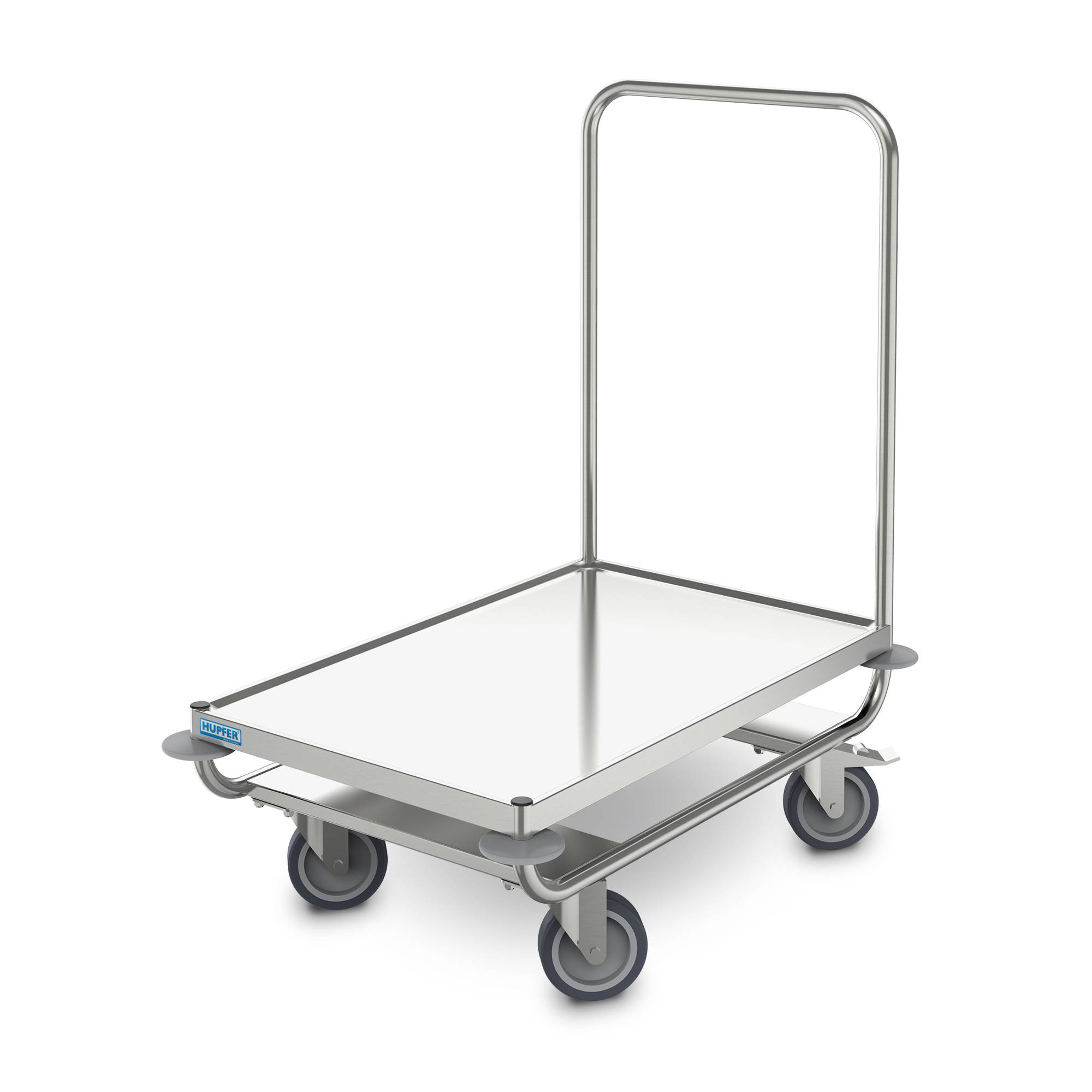 Plattformwagen PW 10x6, Edelstahl, 1128x724x1017mm, Bordhöhe 287mm, fahrbar, Nutzlast 120kg