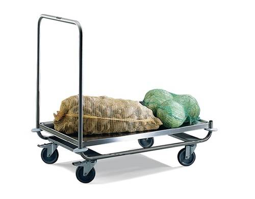 Plattformwagen PW 8x5, Edelstahl, 895x595x1017mm, Bordhöhe 287mm, fahrbar, Nutzlast 120kg