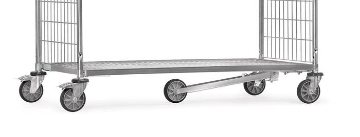 Spurrolle an Profilstahlarm 125mm TPE Kommissionierwagen L 891xB 590mm FETRA