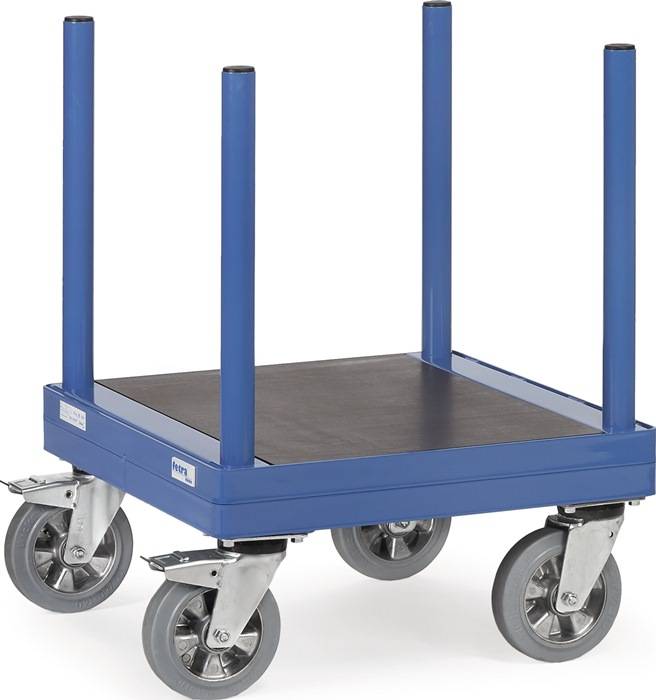 Langmaterialroller L700xB510mm STA blau Trgf.1500kg Plattf.m.4 Rungen