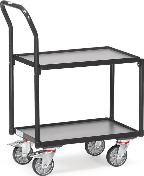 Tischwagen 2 Ladeflächen L605xB405mm anthrazitgrau Trgf.250kg m.Bügel