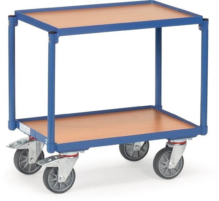 Tischwagen 2 Ladeflächen L605xB405mm brillantblau Trgf.250kg o.Bügel