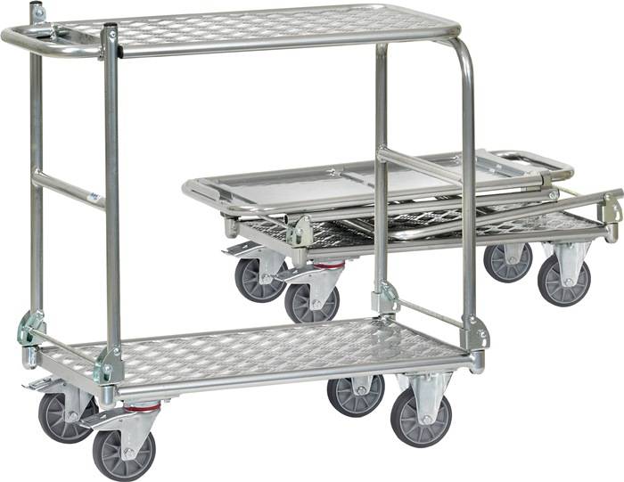 Tischwagen Alu 2 Ladeflächen L900xB600mm Trgf.200kg klappbar FETRA