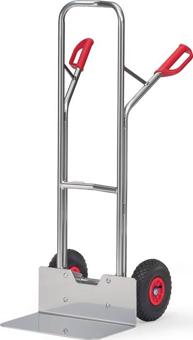 Stapelkarre H.1300mm Schaufel-L300xB480mm Luft-Bereifung Trgf.200kg alufarben