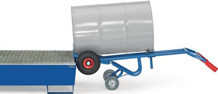 Fasskarre STA Bereifung Vollgummi m.2 Stützrädern f.200-l-Blechfässer