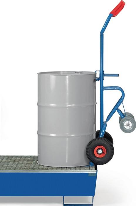 Fasskarre STA Bereifung Vollgummi m.2 Stützrädern f.200-l-Blechfässer