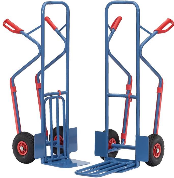 Stapelkarre H.1300mm Schaufel-L250/500xB320/250mm Luft-Ber.Trgf300kg blau FETRA