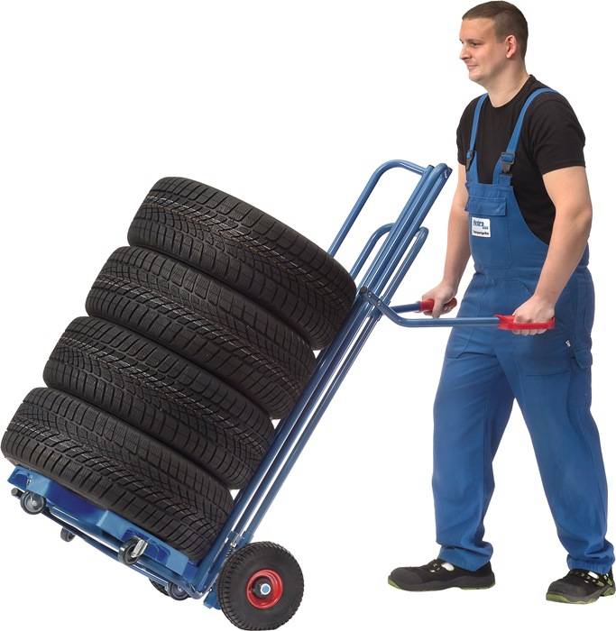 Reifenkarre H.1500mm STA brillantblau Schaufel-L360xB580mm f.max.8 Reifen