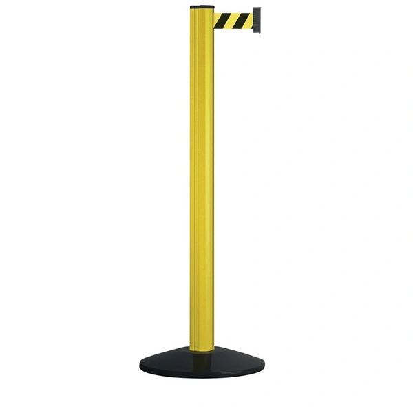 Gurtpfosten einfach D83xH1000mm Pfosten gelb Gurt gelb/schwarz VIA GUIDE Gurtpfosten einfach D83xH1000mm Pfosten gelb Gurt gelb/schwarz VIA GUIDE