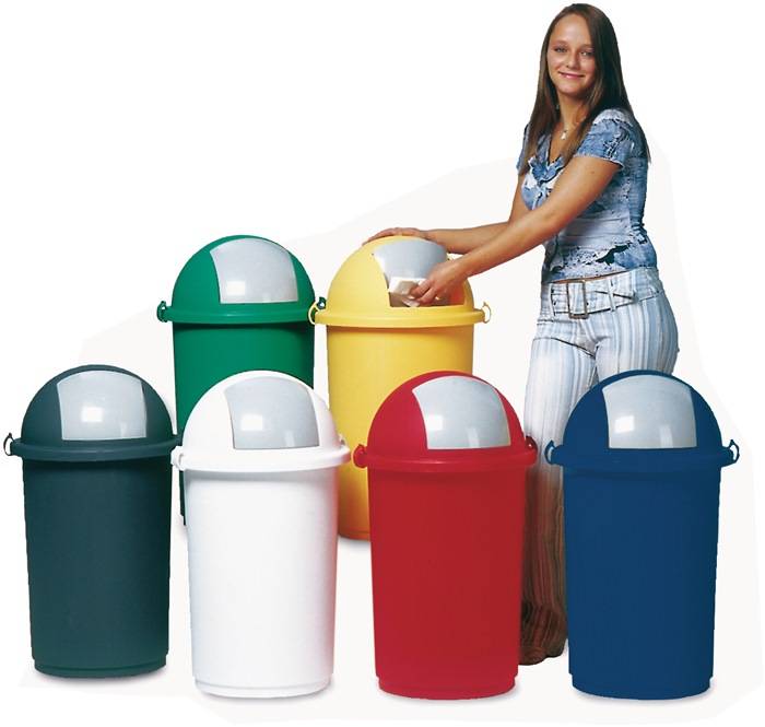 Abfallbehälter H760xØ410mm 50l blau/silber