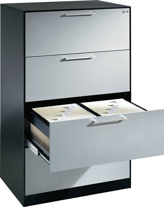Karteischrank schwarzgrau/schwarzgrau H1298xB562xT600mm Trgf.50kg C+P
