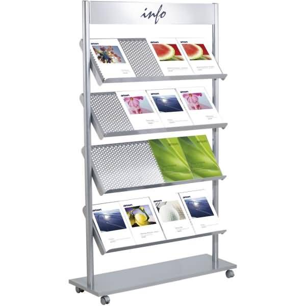 Prospektständer Rico A4 16 Fächer Metall silber