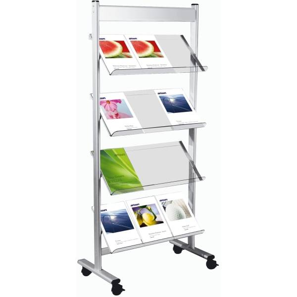 Prospektregal ecoline A4 12 Fächer alusilber/transparent