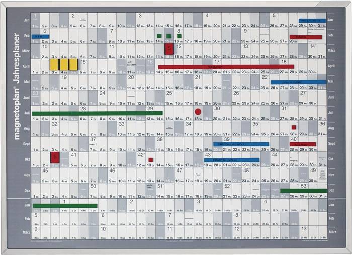Jahresplaner Trägertafel o.Folie B865xH620mm MAGNETOPLAN