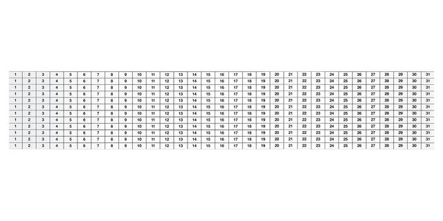 Magnetoplan magnethaftende Kalenderstreifen - 12 Streifen - 1-31