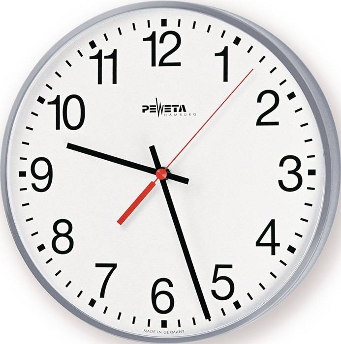 Wanduhr Funkuhr Metall,lack.silber 1,5 V D.400mm Zahlen