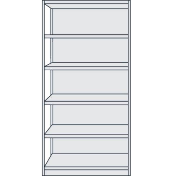 Büroregal Progress 500 Grundregal BxTxH 75x30x190cm 6 Böden mit Rückwand lichtgrau