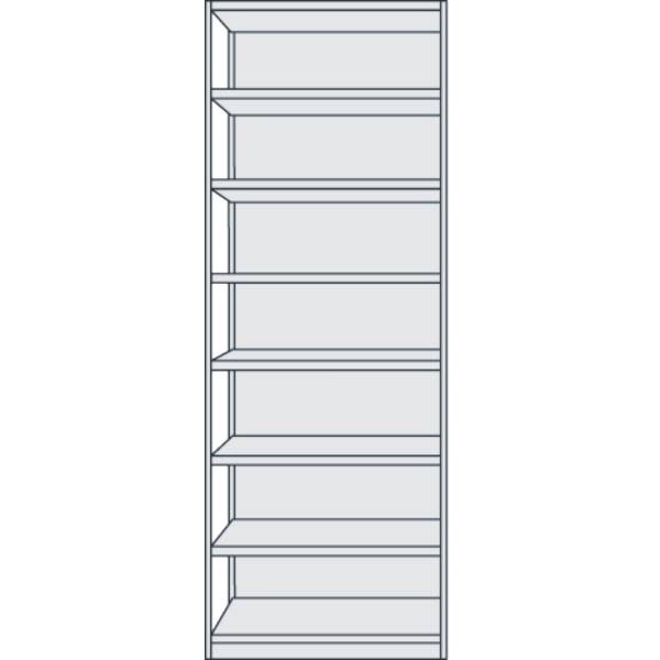 Büroregal Progress 500 Grundregal BxTxH 96x30x260cm 8 Böden mit Rückwand lichtgrau