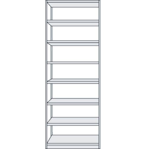 Büroregal Progress 500 Grundregal BxTxH 96x30x260cm 8 Böden lichtgrau