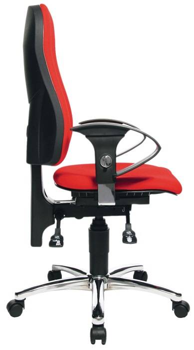 Bürodrehstuhl m.Permanentkontakt rot 460-560mm m.Rl.TOPSTAR