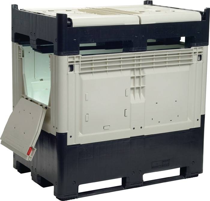 Großvolumenbehälter 565l L1200xB800xH805mm Klappe an Längs-u.Stirnseite faltbar
