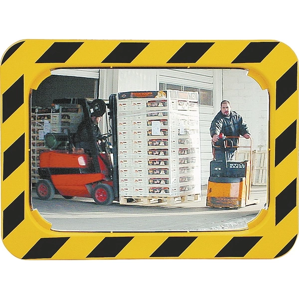 Sicherheits-/Verkehrsspiegel H600xB800mm Ku.,gelb/schwarz f.2 Richtungen 20m SPL Sicherheits-/Verkehrsspiegel H600xB800mm Ku.,gelb/schwarz f.2 Richtungen 20m SPL