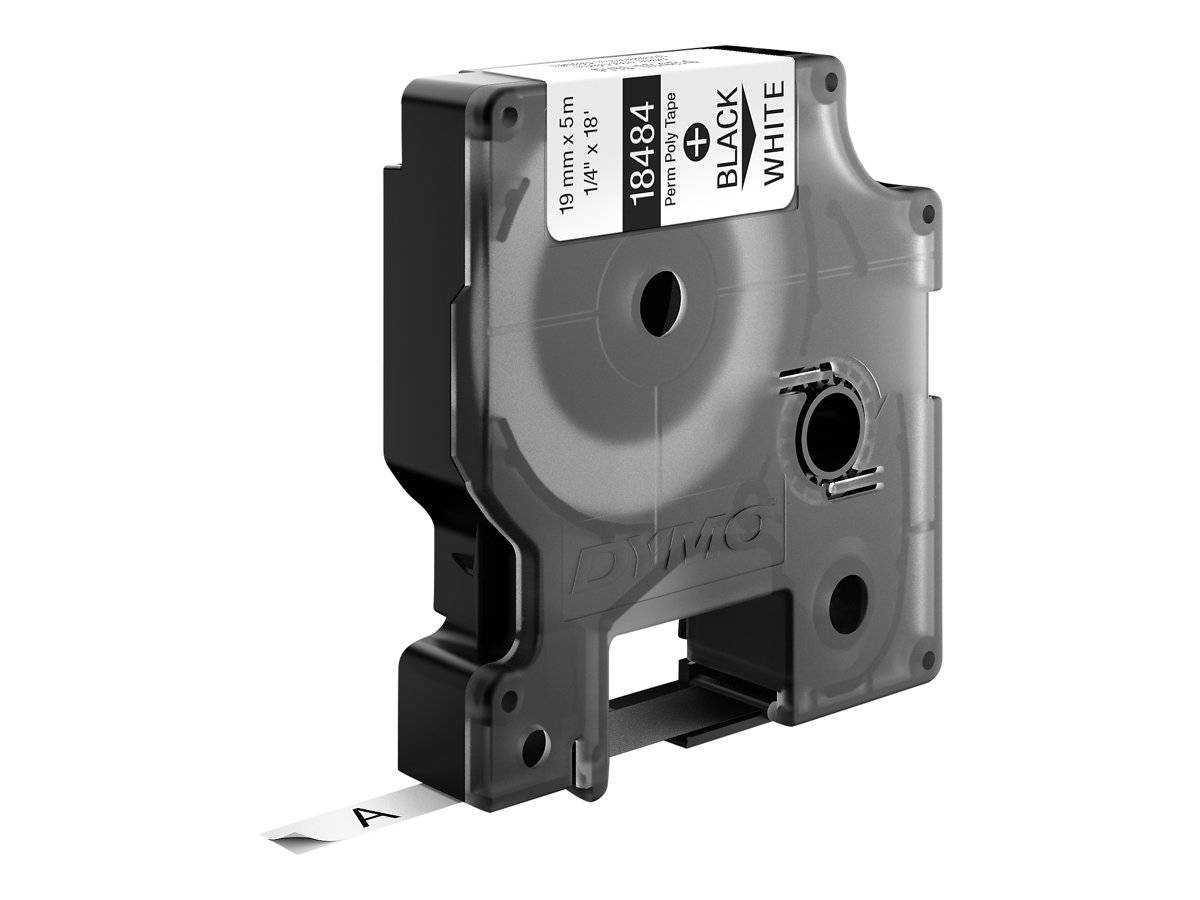 DYMO IND - Polyester - permanenter Klebstoff - Schwarz auf Weiß - Rolle (1,9 cm x 5 m)