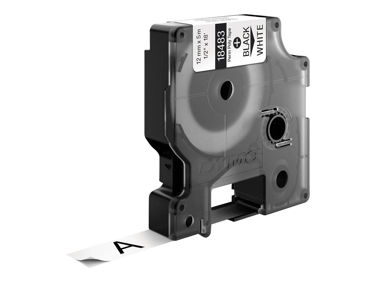 DYMO IND - Polyester - permanenter Klebstoff - Schwarz auf Weiß - Rolle (1,2 cm x 5 m)