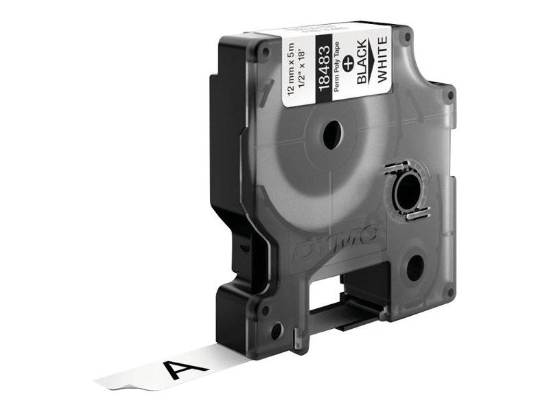 DYMO IND - Polyester - permanenter Klebstoff - Schwarz auf Weiß - Rolle (1,2 cm x 5 m)