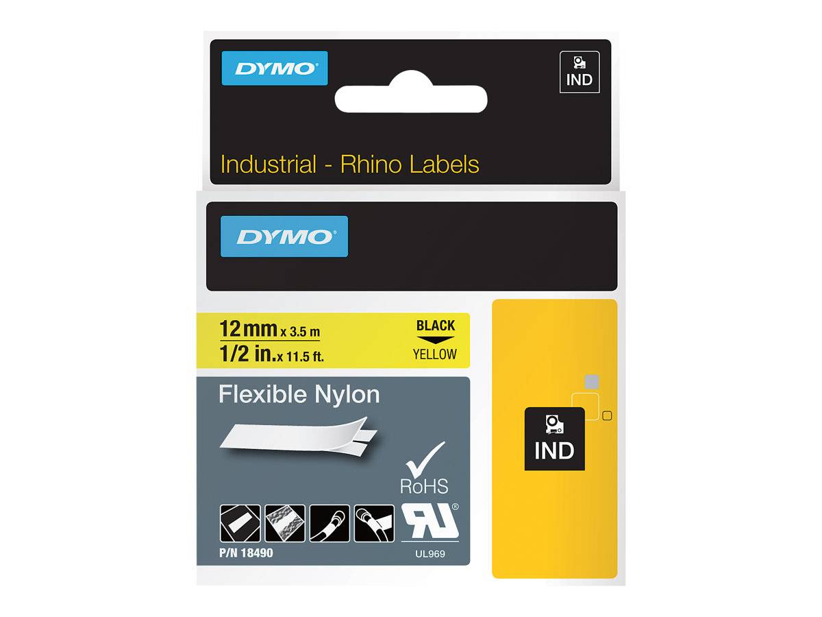 DYMO - Nylon - Schwarz auf Gelb - Roll (1.2 cm x 3.5 m) 1 Kassette(n) Flexitape