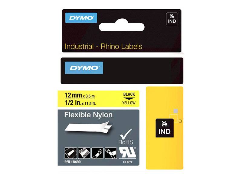 DYMO - Nylon - Schwarz auf Gelb - Roll (1.2 cm x 3.5 m) 1 Kassette(n) Flexitape