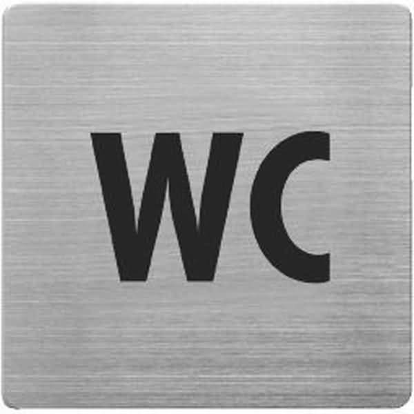 Piktogramm matt gebürsteter Edelstahl WC 90x90mm silber
