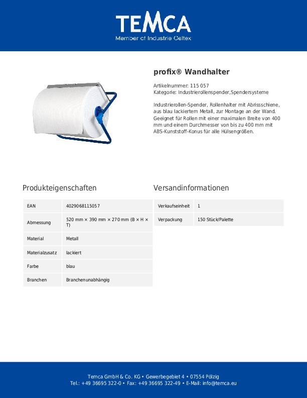 Wandhalter profix® H390xB520xT270ca.mm m.Abrissschiene PROFIX
