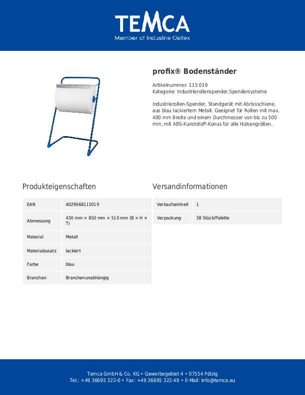 Bodenständer profix® H850xB510xT430ca.mm m.Abrissschiene PROFIX