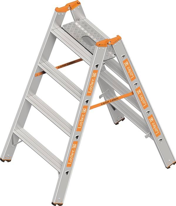 Schwerlasttritt Stufen 4 Plattform-H.950mm Alu.beids.begehbar LAYHER