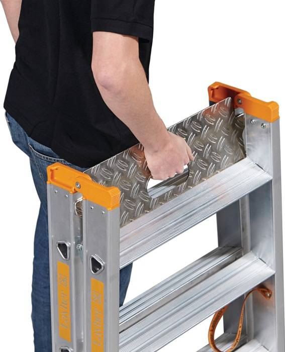 Schwerlasttritt Stufen 3 Plattform-H.700mm Alu.beids.begehbar LAYHER