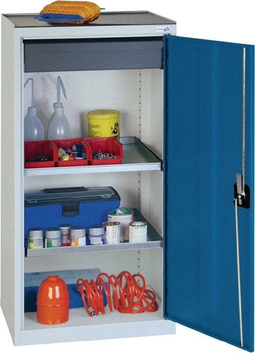Werkzeug-/Beistellschrank H1000xB500xT500mm 1Schubl.,2Bd.lichtgrau/enzianblau