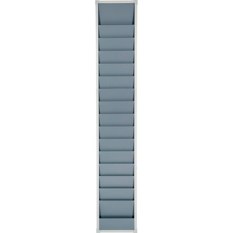 Planungstafel, 1-reihig, 15 Schienen, für DIN A4 Auftragstaschen, grau, 10,5kg