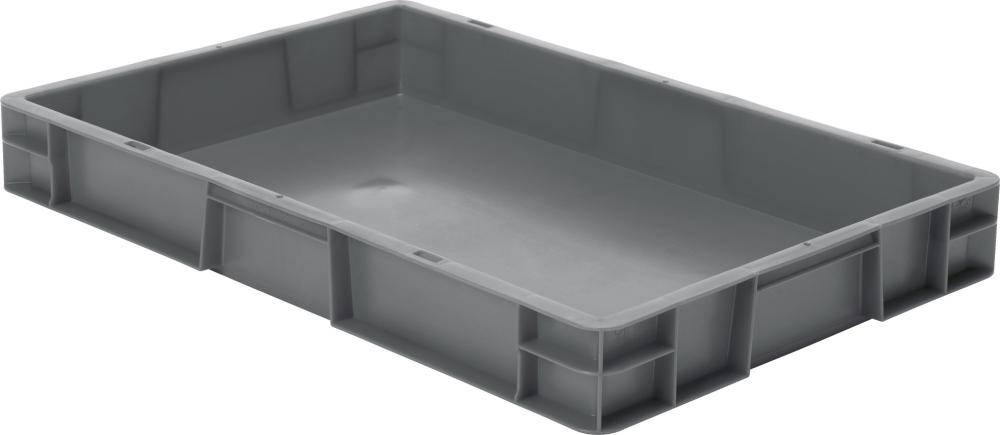 Transport-Stapelkasten B600xT400xH75 mm grau, geschlossen ohne Griffloch