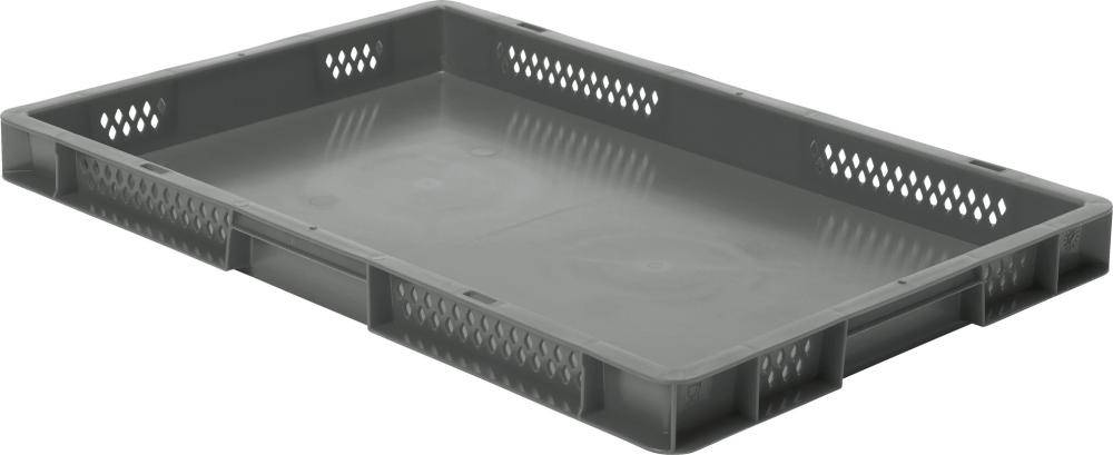 Transport-Stapelkasten B600xT400xH50 mm grau, geschlossen ohne Griffloch