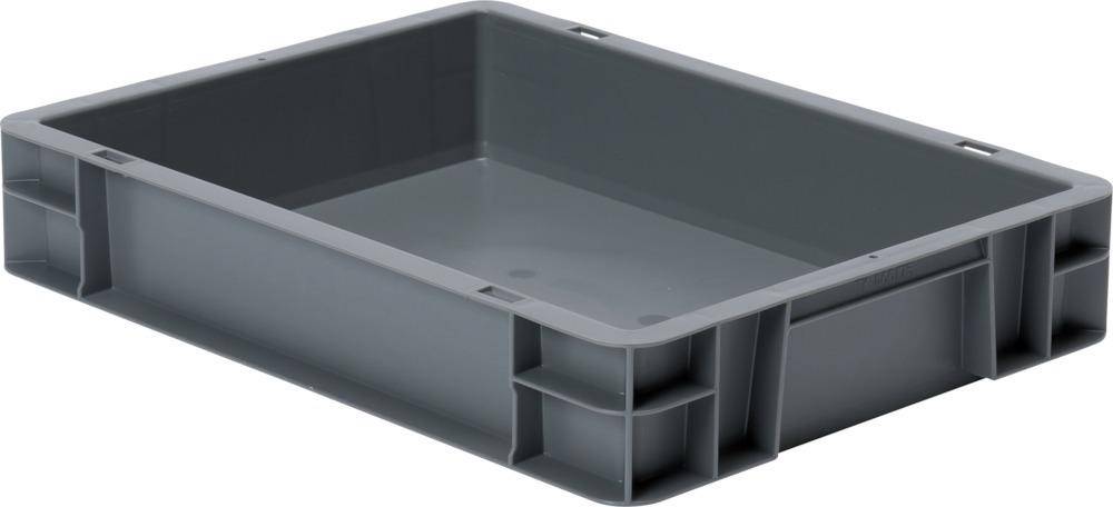 Transport-Stapelkasten B400xT300xH75 mm grau, geschlossen ohne Griffloch