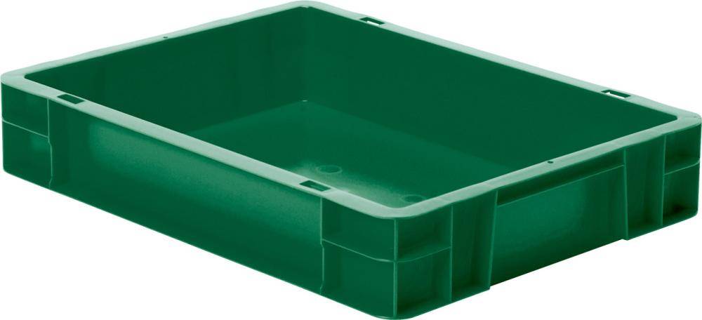 Transport-Stapelkasten B400xT300xH75 mm grün, geschlossen ohne Griffloch