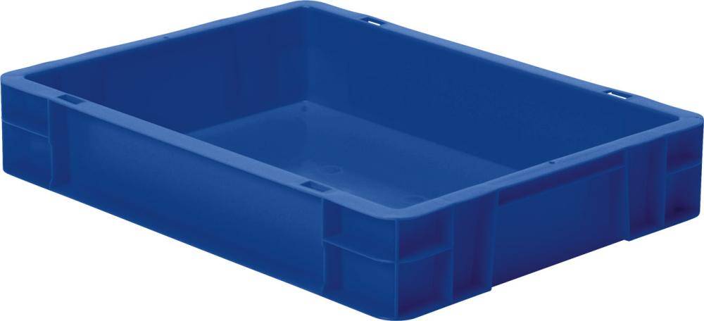 Transport-Stapelkasten B400xT300xH75 mm blau, geschlossen ohne Griffloch