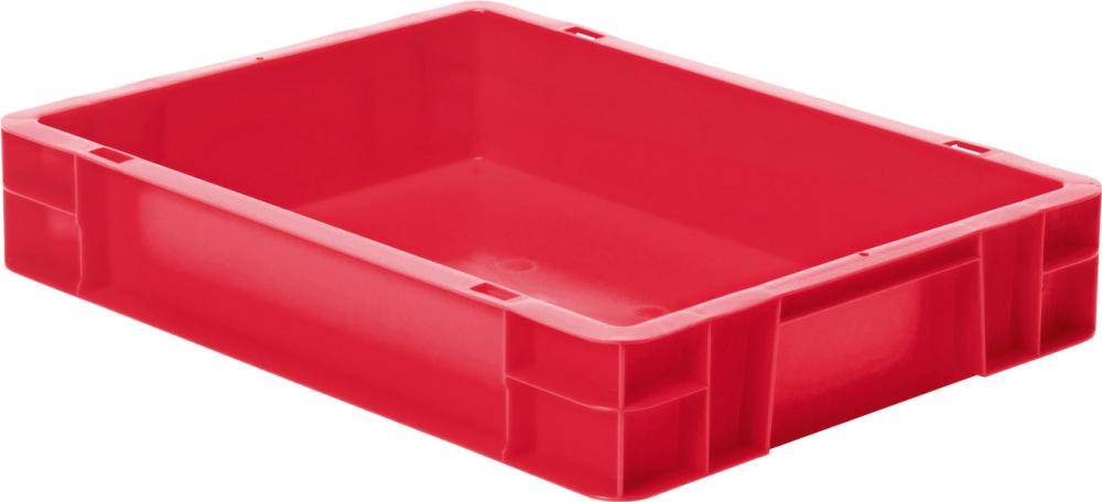 Transport-Stapelkasten B400xT300xH75 mm rot, geschlossen ohne Griffloch